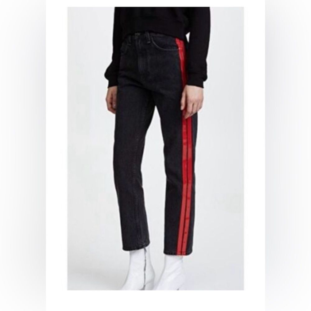 rag & bone New York Track/Tuxedo Stripe Jeans Women’s 28 Black Red Side Stripes